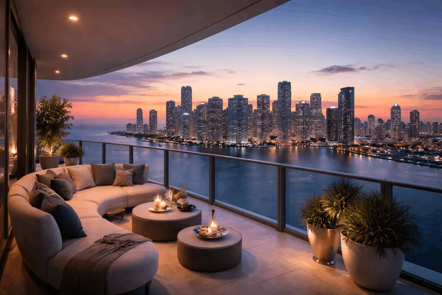 Luxury South Florida villa interior with open glass walls and lush tropical garden — high-end homes for sale Miami